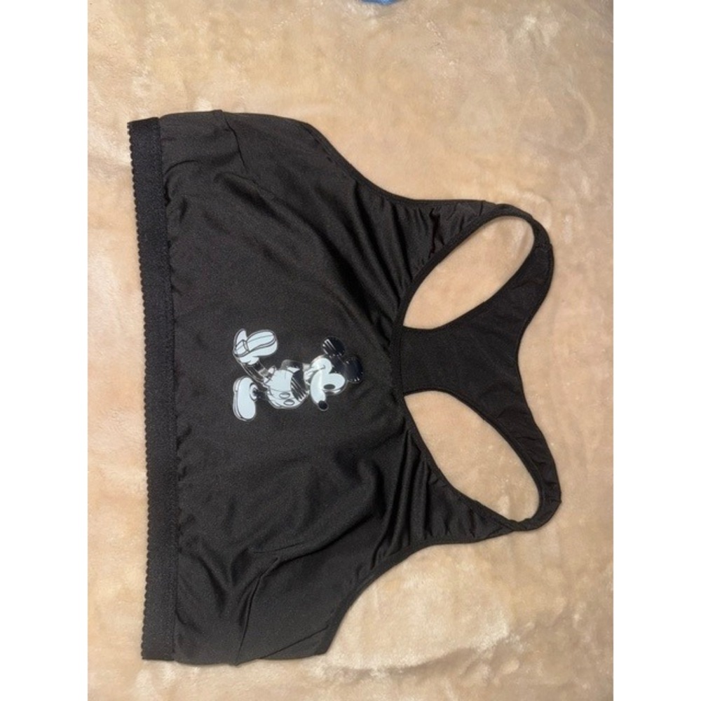 Disney Mickey Mouse Racerback Sports Bra Blk Womens 2XL Activewear Bralette (C)